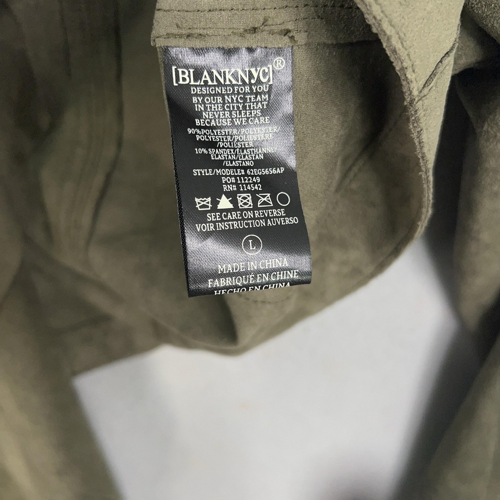 BLANKNYC Jacket Womens Large Olive Faux Suede Waterfall Open Front Moto Ladies - Picture 5 of 13